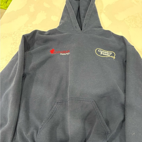 Tops - Navy Blue Hoodie with Logos